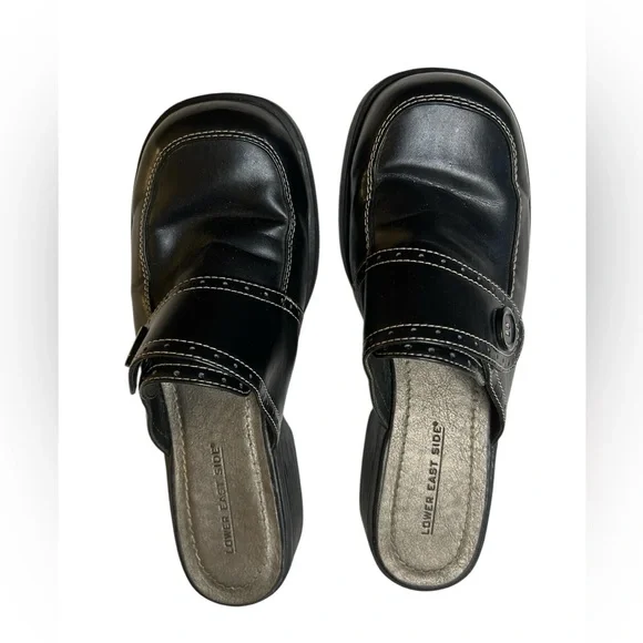 ⭐️SOLD⭐️ Vintage Y2K Lower East Side Black Chunky Platform Clogs | Size 10 - Picture 1 of 7